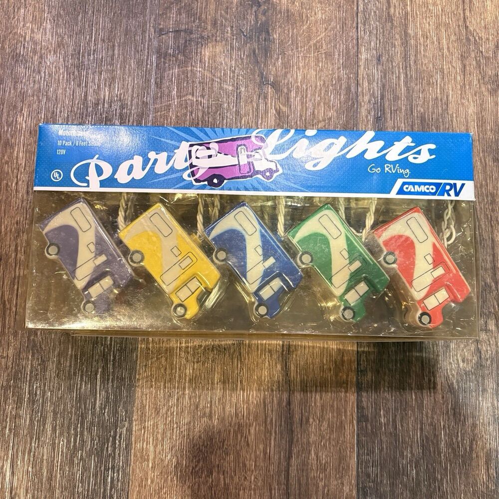 Camco RV Motorhome Party String Lights 10 Pack 8 Ft Strand NIB Tested